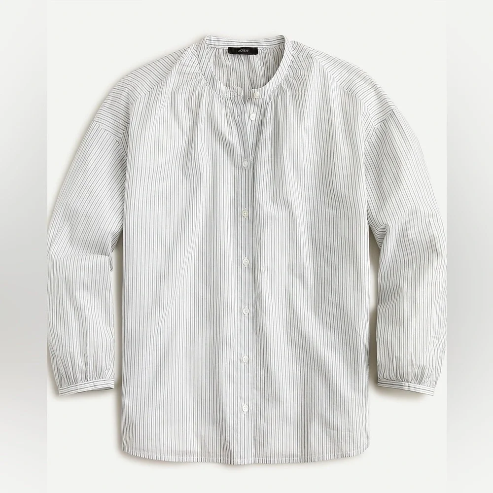 J.Crew Cotton-voile button-front top in double stripe Size Medium